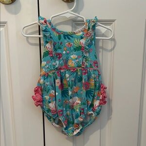 Ruffle Butts Floral Blue and Pink Bodysuit